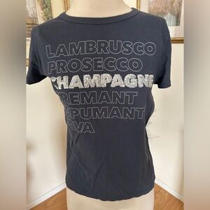J Crew great condition blue sequin Champagne logo tee shirt size M